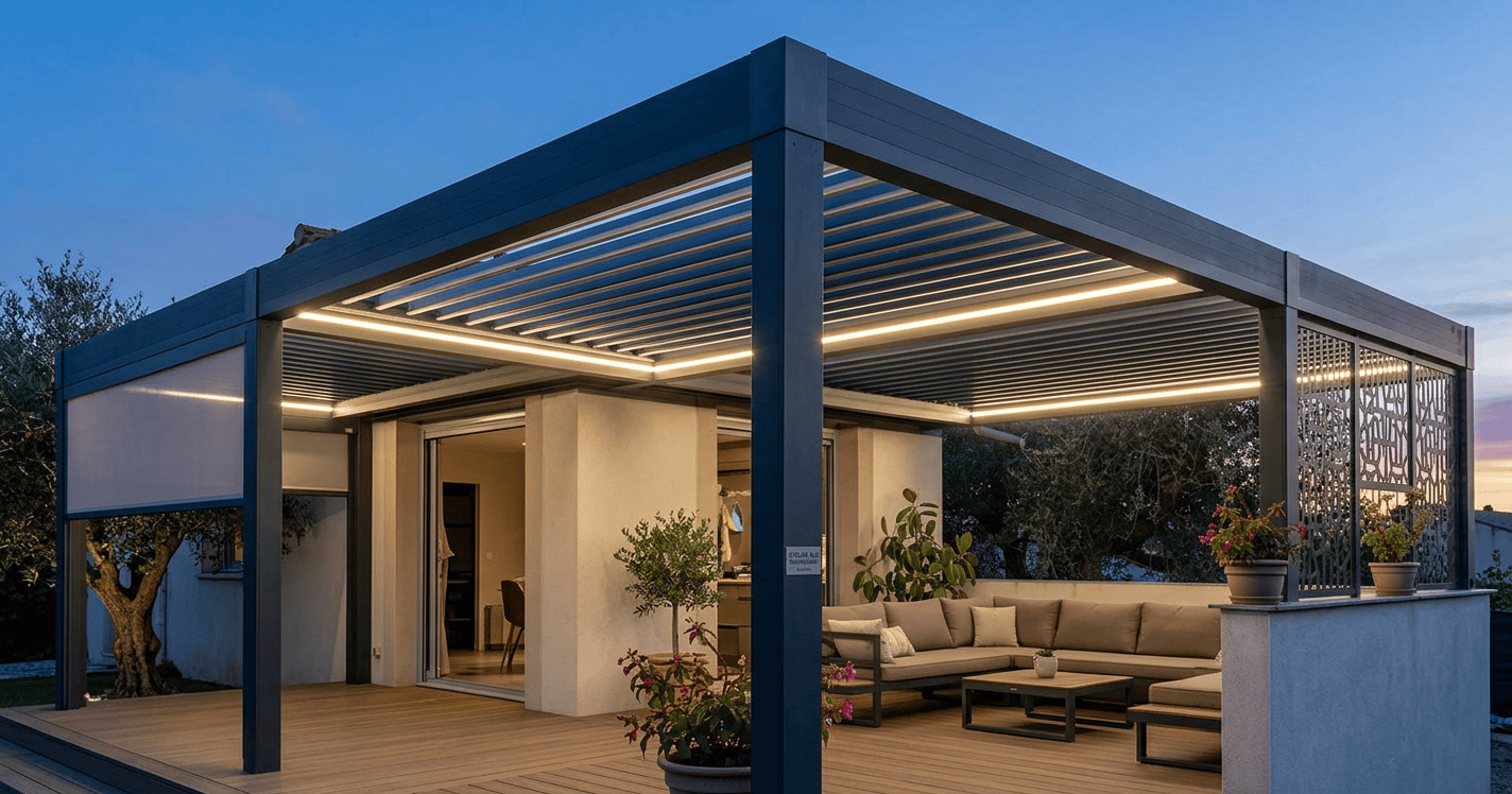 pergola aluminium sur mesure jardin contemporain – Alu Steel France